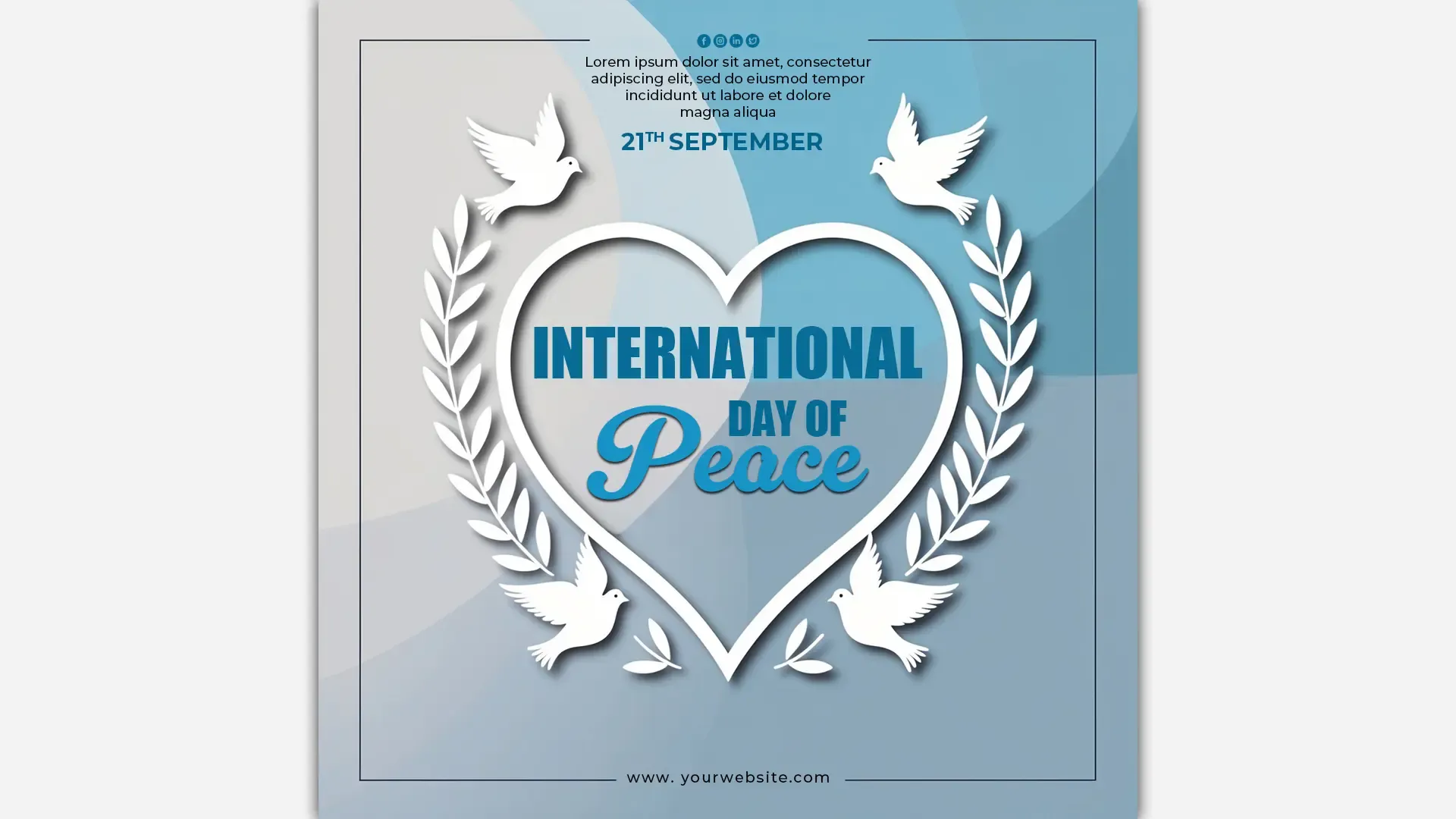 Minimalist Peace Day Instagram Post PSD for Awareness Campaigns